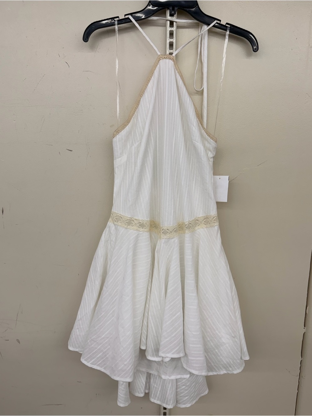 Women’s White Halter Lace-Trim Dress